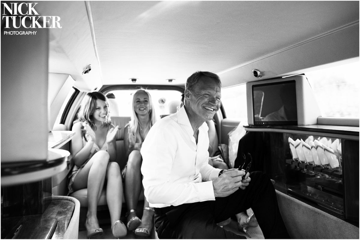 inside wedding limo