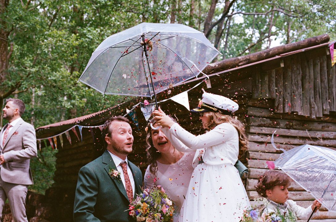 Documentary-style portrait of newlyweds in the Lake District countryside near Penrith, shot on 35mm film