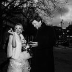 Bride and groom wedding ceremony St Bartholomew the Great church London