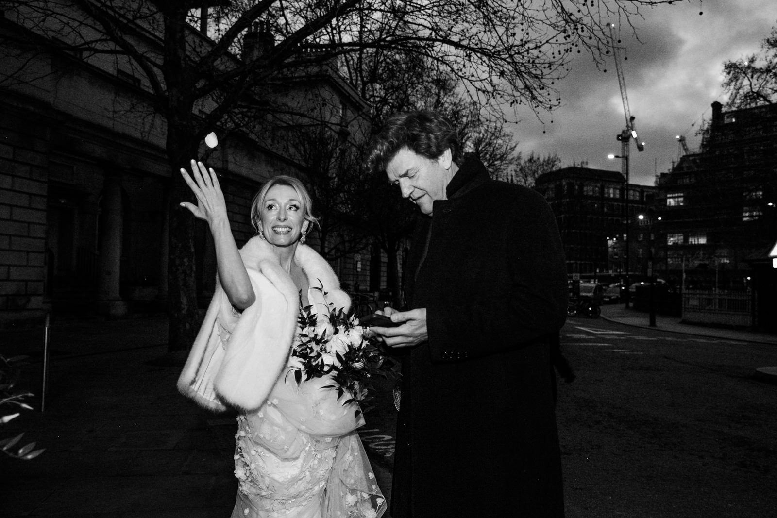 Bride and groom wedding ceremony St Bartholomew the Great church London