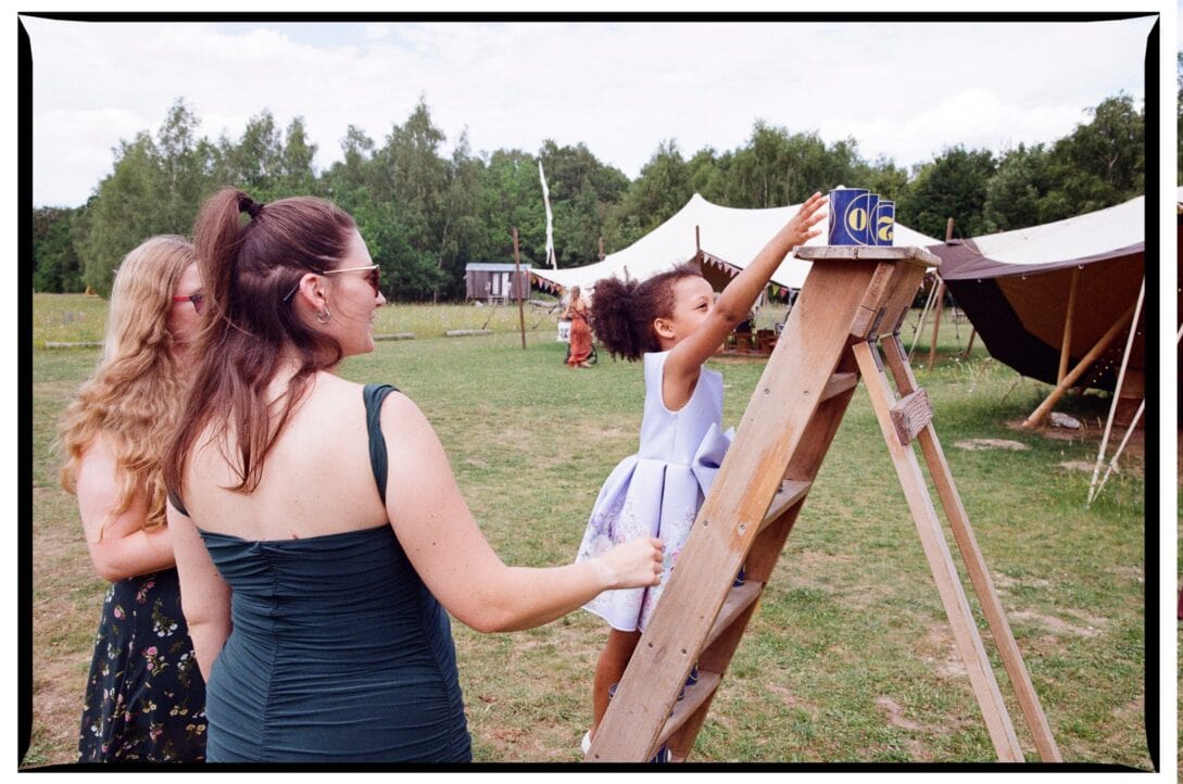 Children playing a garden game during the reception