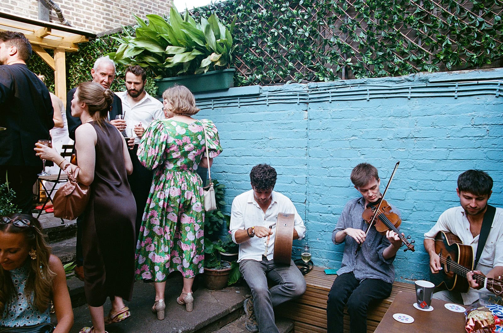 Musicians perform at The Myddleton Arms, photographed on film
