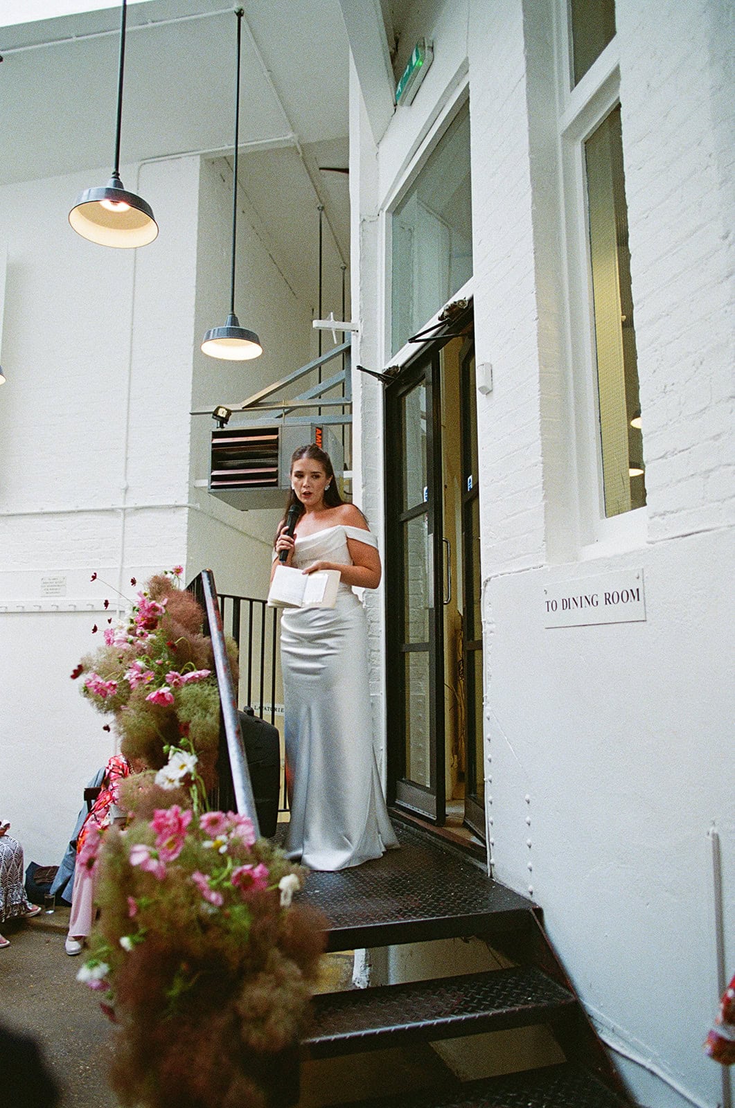 Khalela on the stairs at St John, photographed on film