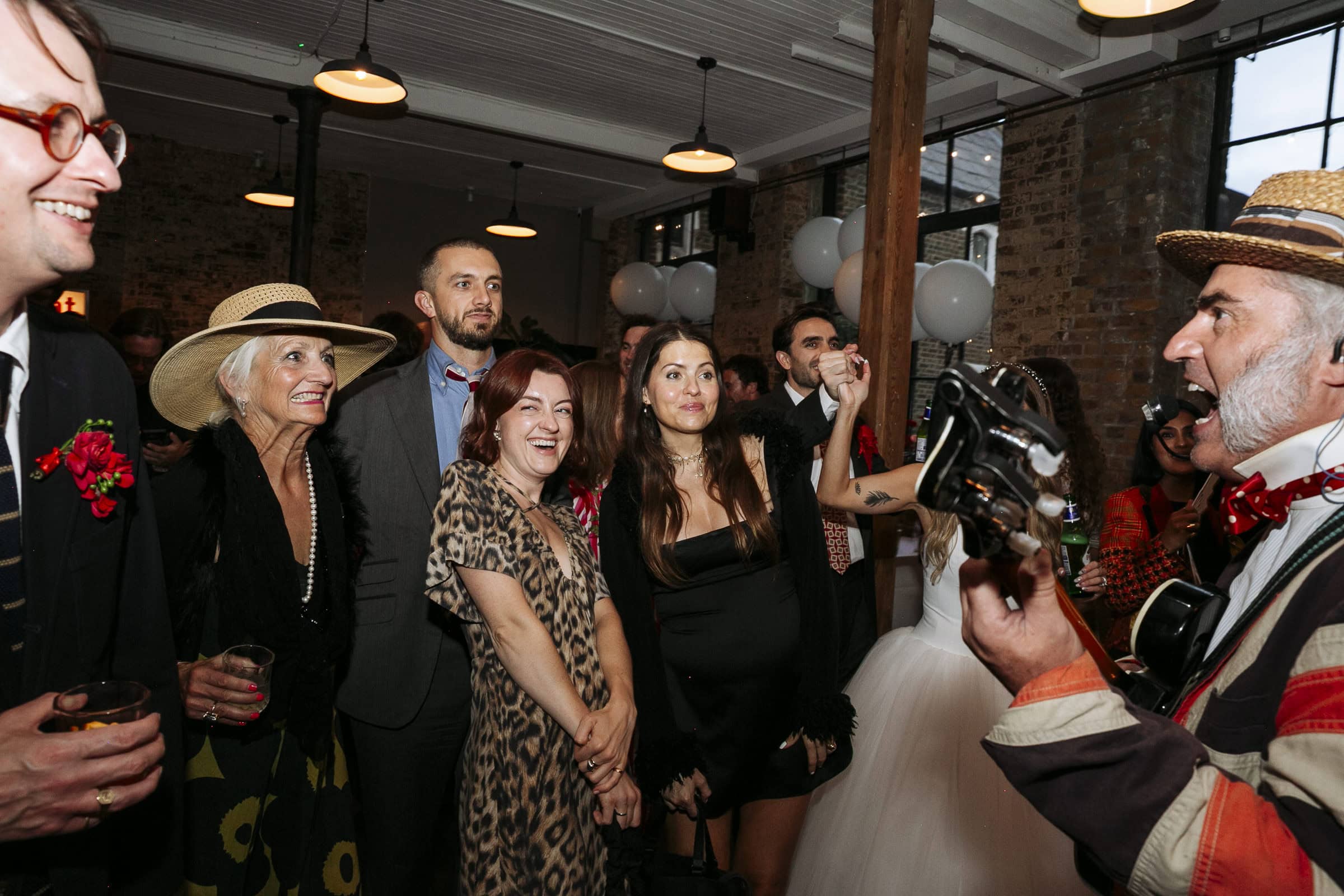 Guests gathered close to The Iron Bootscrapers