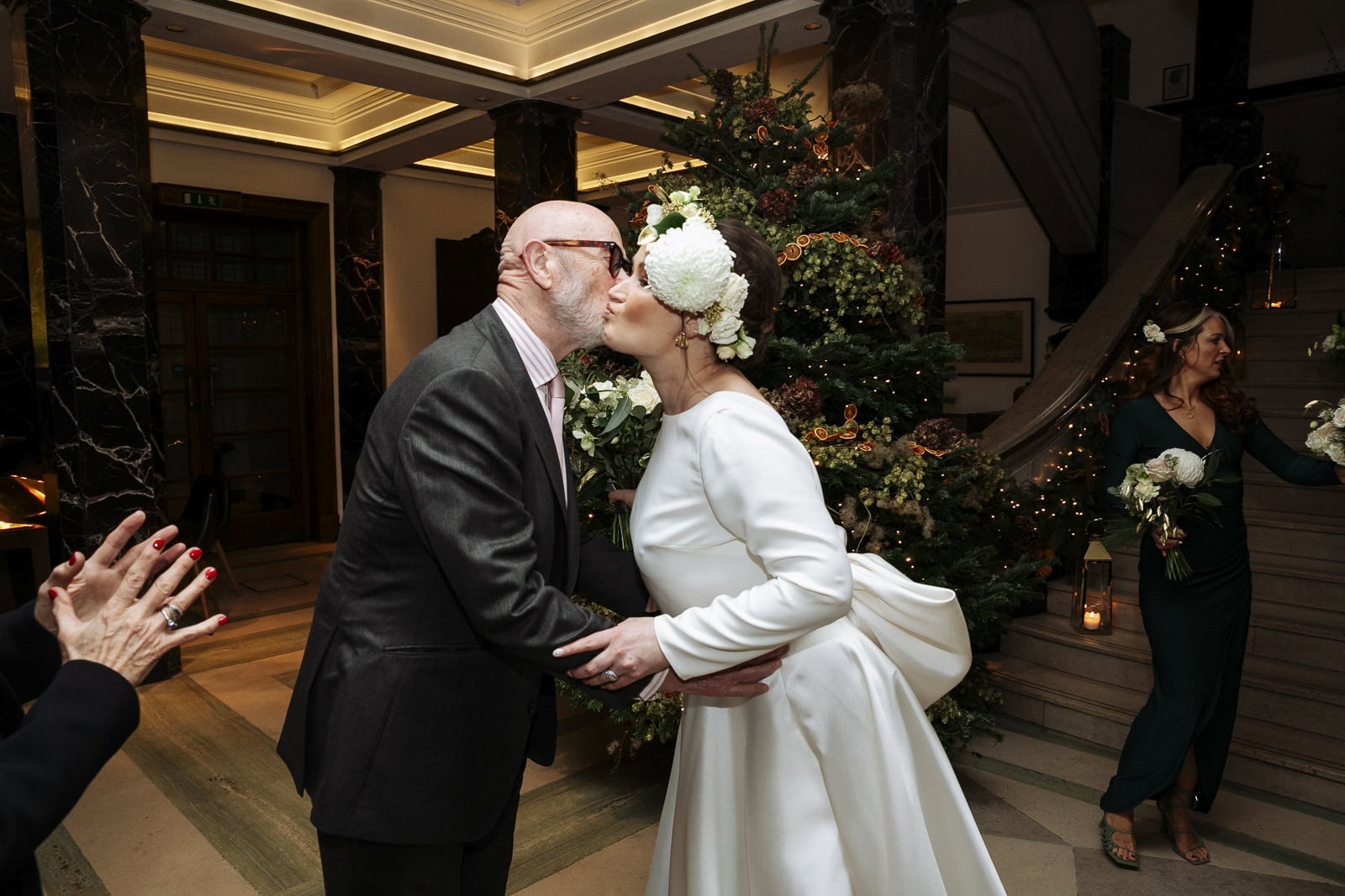 Jo receiving a kiss before leaving Town Hall Hotel